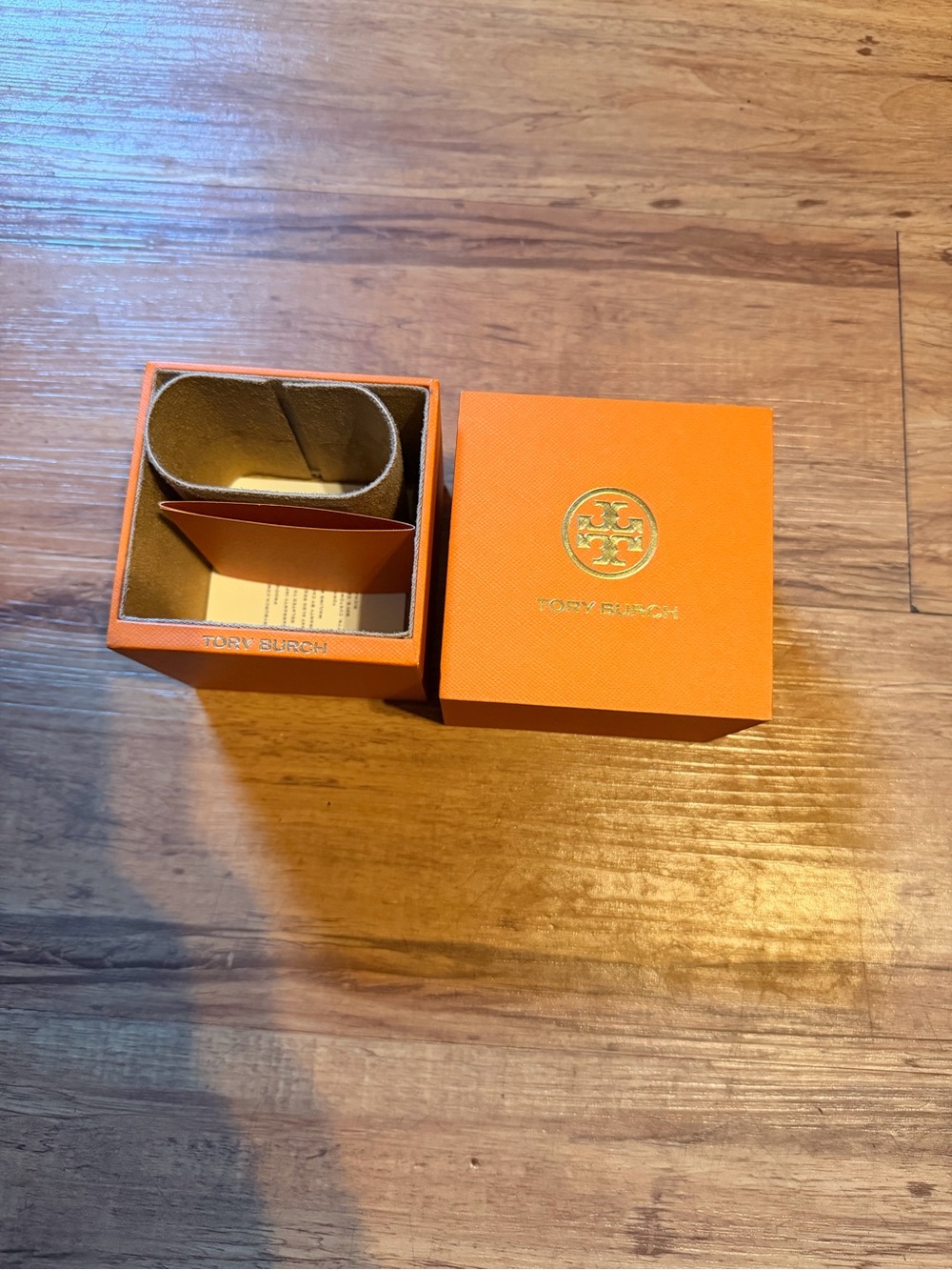 Tory Burch Bright Orange Watch Box with Gold Logo